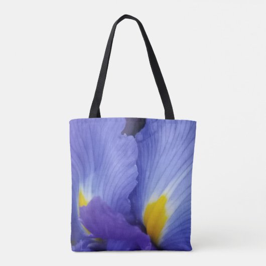 Blue Floral Dramatique Iris Blume Tasche (Rückseite)