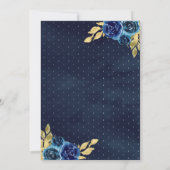 Blue Floral Dress Charro Western Gold Quinceanera Einladung (Rückseite)