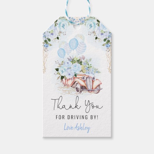 Blue Floral Drive by Dankeschön für die Quarantäne Geschenkanhänger (Vorderseite)