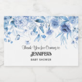 Blue Floral Drop, Boy Baby Shower Thank You Favor, Schaumweinetikett (Einzelnes Label)