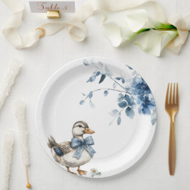 Blue Floral Duck Pappteller