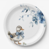 Blue Floral Duck Pappteller (Vorderseite)