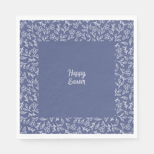 Blue Floral Easter Napkins – Happy Easter Serviette (Vorderseite)
