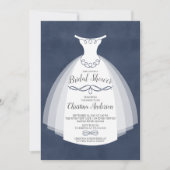 Blue Floral Elegance Braun Gown Brautparty Einladung (Vorderseite)