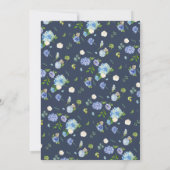 Blue Floral Elegance Braun Gown Brautparty Einladung (Rückseite)