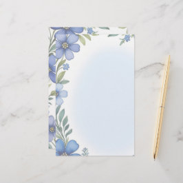 Blue Floral Elegance Stationery Set Briefpapier
