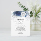 Blue Floral Elegant Baby Dusche Vielen Dank Postkarte (Stehend Vorderseite)