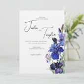 Blue Floral Elegant Background Einladung (Stehend Vorderseite)