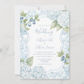 Blue Floral Elegant Blue Hydrangea Wedding  Einladung (Vorderseite)