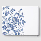 Blue Floral Elegant Botanical Wedding Reception Gästebuch (Rückseite)