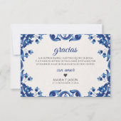 Blue Floral Elegant Fiesta Spanish Wedding Dankeskarte (Vorderseite)