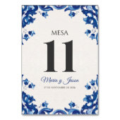 Blue Floral Elegant Fiesta Spanish Wedding Tischnummer (Vorderseite)