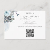 Blue Floral Elegant QR Code UAWG Wedding Begleitkarte (Vorderseite)