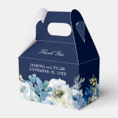 Blue Floral Elegant Winter Wedding Favor Box Geschenkschachtel (Vorderseite)