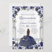 Blue Floral Elegante Charro Princess Quinceanera Einladung (Vorderseite)