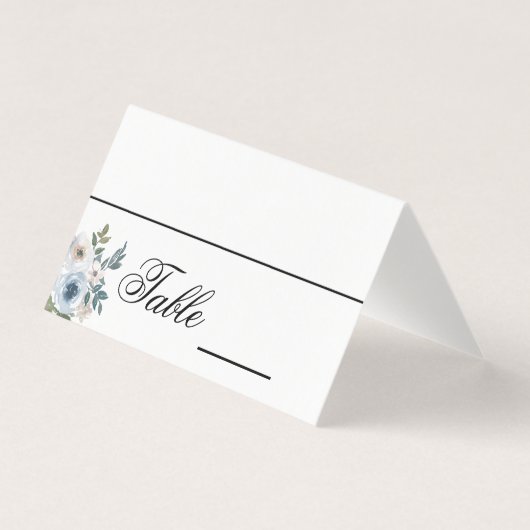Blue Floral Elegante Hochzeitsnacht Platzkarten (Vorderseite)