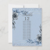 Blue Floral Elegante Tischnummer Cards (Vorderseite)