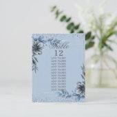 Blue Floral Elegante Tischnummer Cards (Stehend Vorderseite)