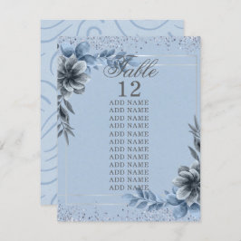 Blue Floral Elegante Tischnummer Cards