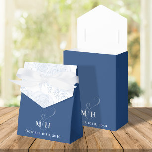 Blue Floral Elegante Wedding Custom Geschenkschachtel