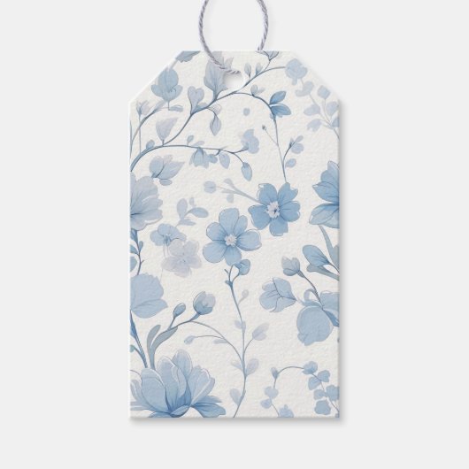 Blue Floral Elegante Whimsical Garden Party Geschenkanhänger (Vorderseite)