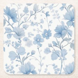Blue Floral Elegante Whimsical Garden Party Rechteckiger Pappuntersetzer