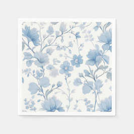 Blue Floral Elegante Whimsical Garden Party Serviette