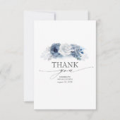 Blue Floral Elegantes Brautparty Danke Karte (Vorderseite)