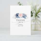 Blue Floral Elegantes Brautparty Danke Karte (Stehend Vorderseite)