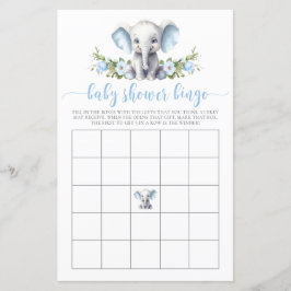 Blue Floral Elephant Baby Bingo Showspiel