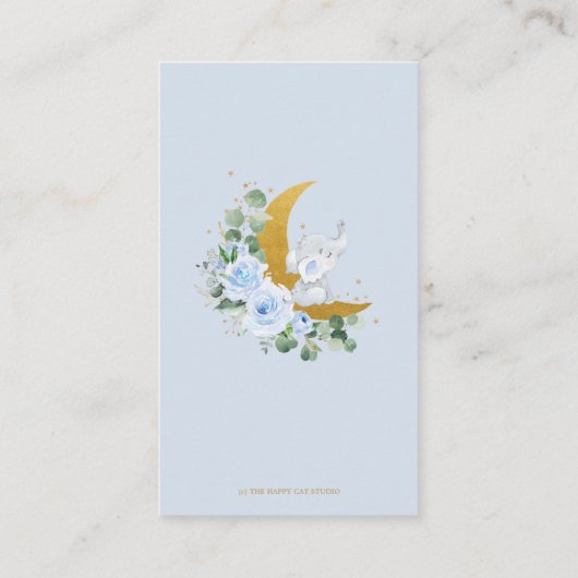 Blue Floral Elephant Babydusche Windelwanne Windel Begleitkarte (Rückseite)