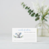 Blue Floral Elephant Babydusche Worte der Beratung Begleitkarte (Stehend Vorderseite)