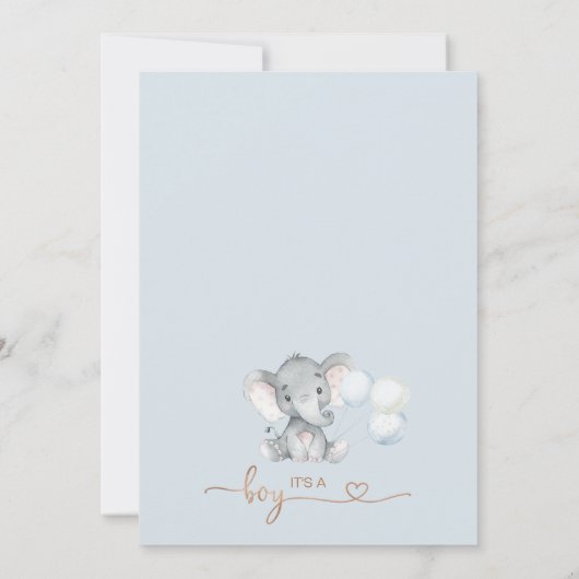 Blue Floral Elephant Balloons Baby Dusche Einladung (Rückseite)