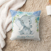 Blue Floral Elephant Jungle Baby Boy Kinderzimmer Kissen (Decke)