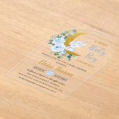 Blue Floral Elephant Moon Baby Boy Shower Arch Acryleinladungen (Ablage )