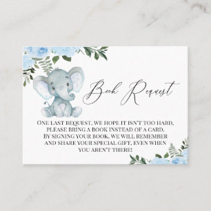 Blue Floral Elephant Peanut Buchanfrage Visitenkarte