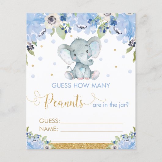 Blue Floral Elephant schätzt wie viele Erdnüsse sp (Vorderseite)