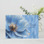 Blue Floral erweitert auf Shiny Blue Vielen Dank Dankeskarte (Stehend Vorderseite)