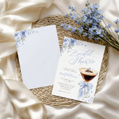 Blue Floral Espresso Martini Bridal Shower Einladung
