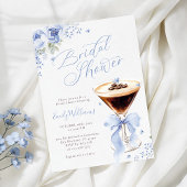 Blue Floral Espresso Martini Bridal Shower Einladung