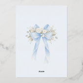 Blue Floral Eucalyptus Bow Boy Baptism Folieneinladung (Rückseite)