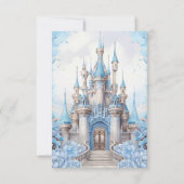 Blue Floral Fairytale Castle Wedding RSVP Karte (Rückseite)