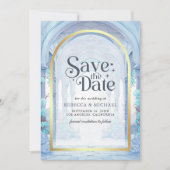 Blue Floral Fairytale Castle Wedding Save The Date (Vorderseite)