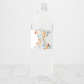 Blue Floral Fall Pumpkin Baby Dusche Wasserflaschenetikett (Rückseite)