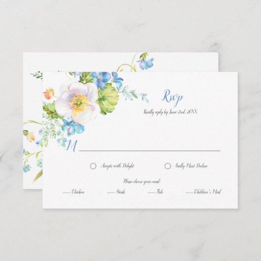 Blue Floral Fantasy Floral Selektion UAWG RSVP Karte (Vorne/Hinten)