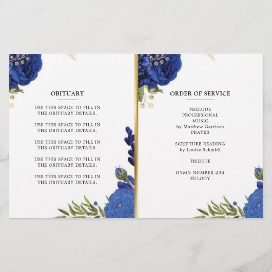 Blue Floral Feier des Programms "Leben" (Rückseite)