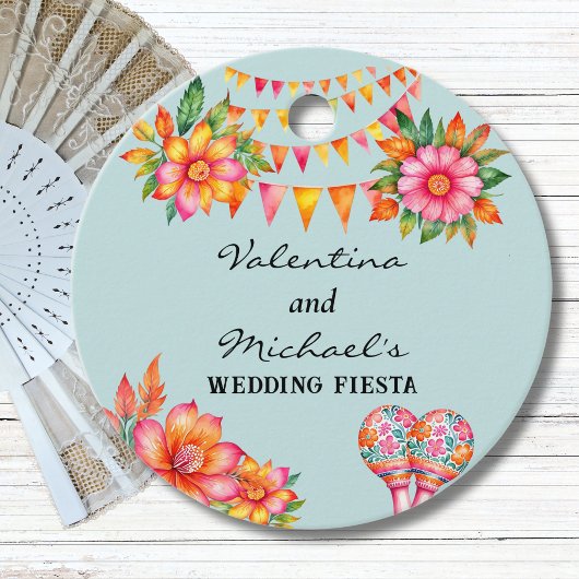 Blue Floral Fiesta Mexican Wedding Vielen Dank Geschenkanhänger