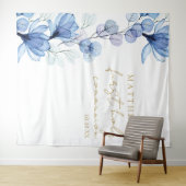 Blue Floral First Heilige Kommunion Foto Hintergru Wandteppich (Beispiel (Horizontal))