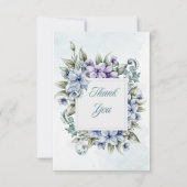 Blue Floral Flor Vielen Dank Karte (Vorderseite)