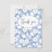 Blue Floral Flor Vielen Dank Karte (Vorderseite)